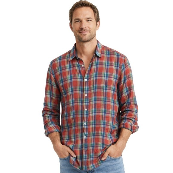 Marine Layer Other - Marine‎ Layer Mens Large Plaid Button Down Shirt Long Sleeve Multi Color Cotton